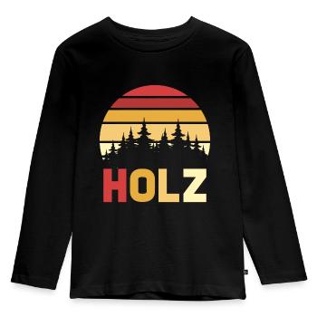 Holz Holz - Kinder Premium Bio Langarmshirt - Schwarz - Vorne - AI Model Kid Male (0cm)