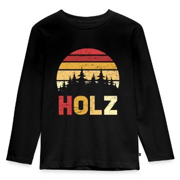 Holzbearbeitung Holz Holz Holz - Kinder Premium Bio Langarmshirt - Schwarz - Vorne - AI Model Kid Male (0cm)