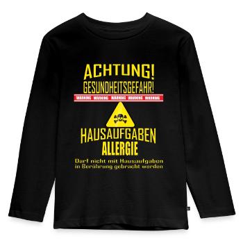 Homework Allergy Funny school student - Kids' Premium Longsleeve Shirt - black - Front - AI Model Kid Male (0cm)