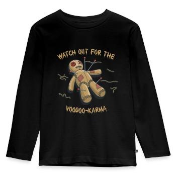 Watch out for the Voodoo Karma Voodoo gift - Kids' Premium Longsleeve Shirt - black - Front - AI Model Kid Male (0cm)