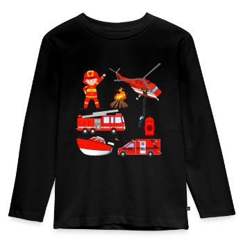 pompiers - T-shirt manches longues Premium Enfant - noir - Devant - AI Model Kid Male (0cm)