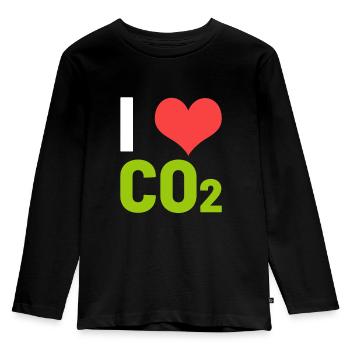 CO2 Kohlendioxid - Kinder Premium Bio Langarmshirt - Schwarz - Vorne - AI Model Kid Male (0cm)