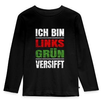 Ich bin Links Grün Versifft für Menschenrechte - Kinder Premium Bio Langarmshirt - Schwarz - Vorne - AI Model Kid Male (0cm)