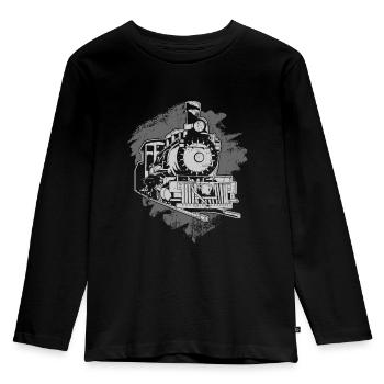train - T-shirt manches longues Premium Enfant - noir - Devant - AI Model Kid Male (0cm)