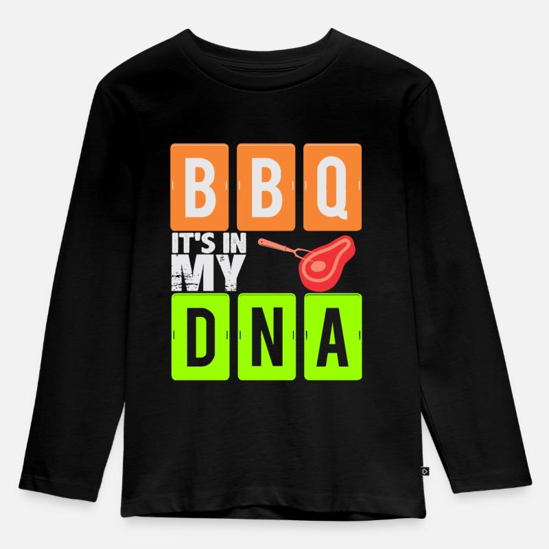 BBQ In Meiner DNA! Geschenkidee, Fleisch - Kinder Premium Bio Langarmshirt - Schwarz