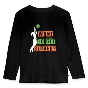 Want to get served? - Kids' Premium Longsleeve Shirt - black - Front - AI Model Kid Male (0cm)