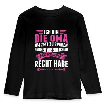 Oma - Kinder Premium Bio Langarmshirt - Schwarz - Vorne - AI Model Kid Male (0cm)