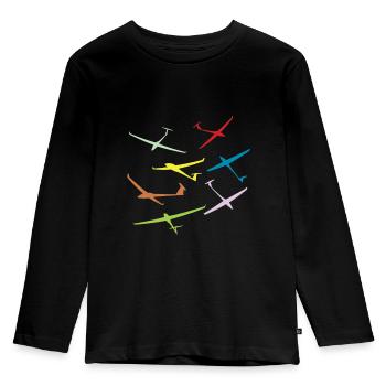 Pilote de planeur aviation - T-shirt manches longues Premium Enfant - noir - Devant - AI Model Kid Male (0cm)