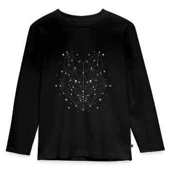Polygon Wolf - Kinder Premium Bio Langarmshirt - Schwarz - Vorne - AI Model Kid Male (0cm)