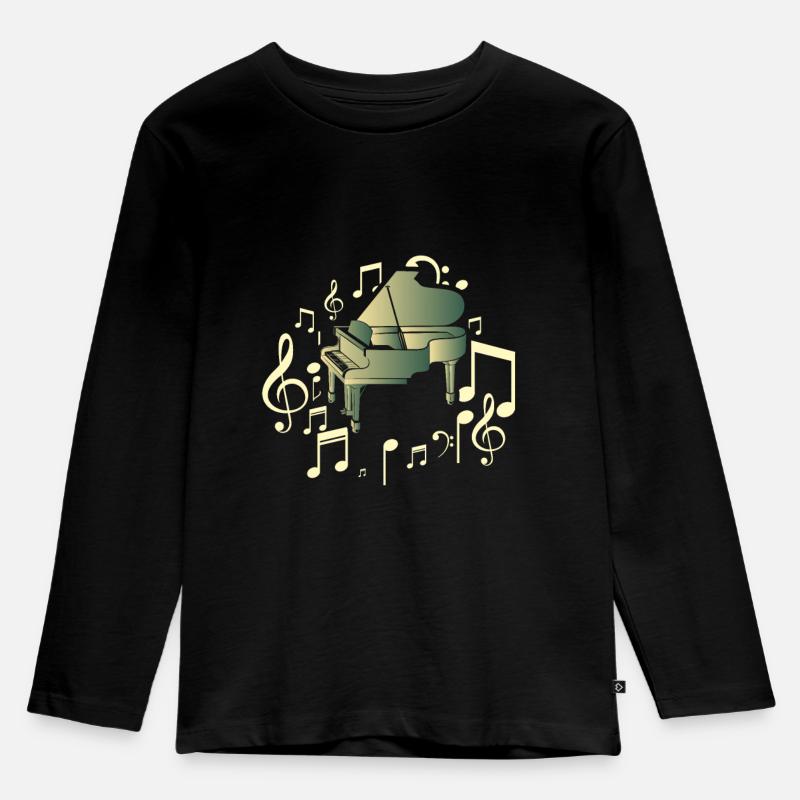 Klavier - Kinder Premium Bio Langarmshirt - Schwarz