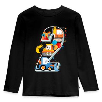 Pelle pour enfants 2e anniversaire deux ans - T-shirt manches longues Premium Enfant - noir - Devant - AI Model Kid Male (0cm)