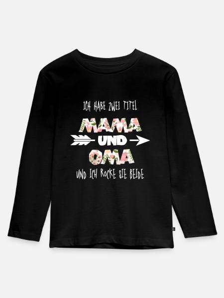 Mama und Oma - Kinder Premium Bio Langarmshirt - Schwarz
