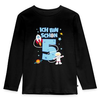 5. Geburtstag Astronaut Weltall Planeten 5 Jahre - Kinder Premium Bio Langarmshirt - Schwarz - Vorne - AI Model Kid Male (0cm)
