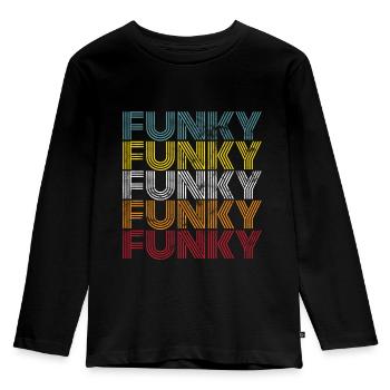 Funky Vintage - Kinder Premium Bio Langarmshirt - Schwarz - Vorne - AI Model Kid Male (0cm)