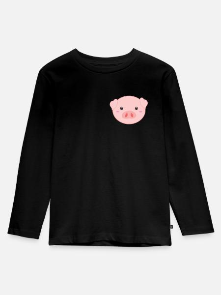 Schwein - Kinder Premium Bio Langarmshirt - Schwarz