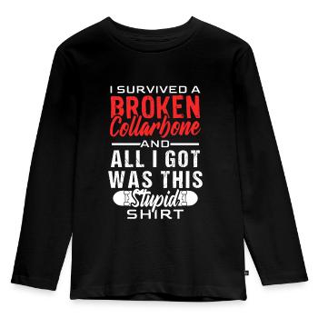 I survived a broken collarbone and all i got was - Kinder Premium Bio Langarmshirt - Schwarz - Vorne - AI Model Kid Male (0cm)