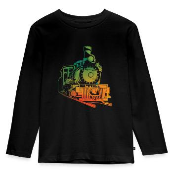 Zug - Kinder Premium Bio Langarmshirt - Schwarz - Vorne - AI Model Kid Male (0cm)