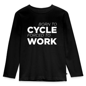 Born To Bike Forced To Work - Kids' Premium Longsleeve Shirt - black - Front - AI Model Kid Male (0cm)