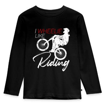 I Wheelie Like Riding - bike stunt pun - Kids' Premium Longsleeve Shirt - black - Front - AI Model Kid Male (0cm)