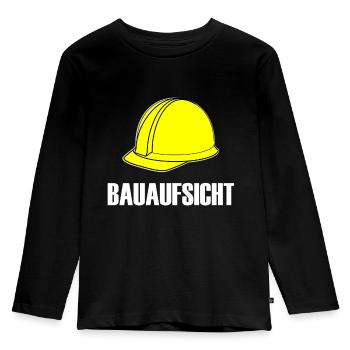 Bauaufsicht - Kinder Premium Bio Langarmshirt - Schwarz - Vorne - AI Model Kid Male (0cm)
