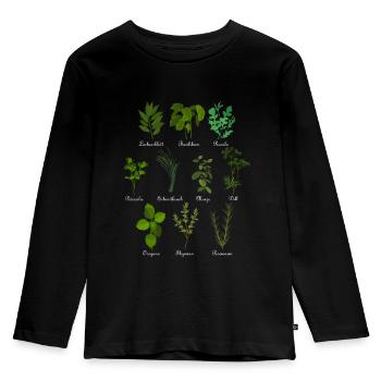 Herbes botaniques vintage - T-shirt manches longues Premium Enfant - noir - Devant - AI Model Kid Male (0cm)