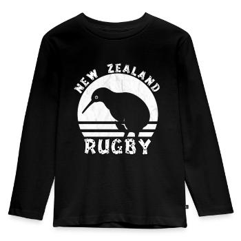 Haka Neuseeland Design für New Zealand Rugby Fans - Kinder Premium Bio Langarmshirt - Schwarz - Vorne - AI Model Kid Male (0cm)