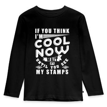 Stamps Stamp collector cool - Kids' Premium Longsleeve Shirt - black - Front - AI Model Kid Male (0cm)