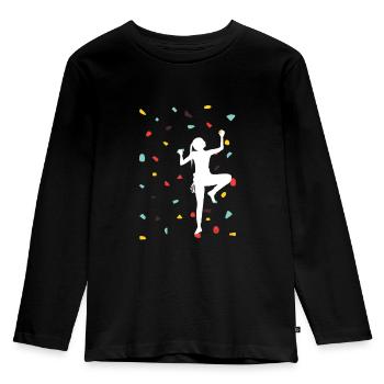 Klettern - Bouldern Boulder Frauen Mädchen - Kinder Premium Bio Langarmshirt - Schwarz - Vorne - AI Model Kid Male (0cm)