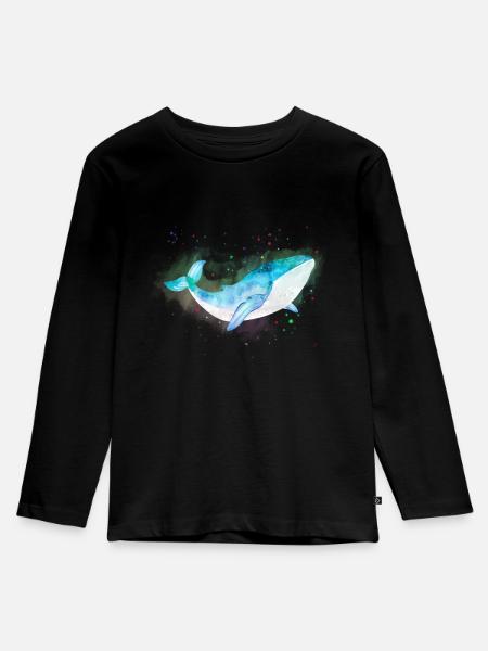 Blauwal Buckelwal Kosmos Ozean Wal Klimaschutz - Kinder Premium Bio Langarmshirt - Schwarz