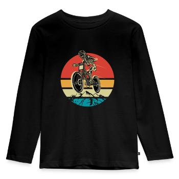 Downhill - Kinder Premium Bio Langarmshirt - Schwarz - Vorne - AI Model Kid Male (0cm)