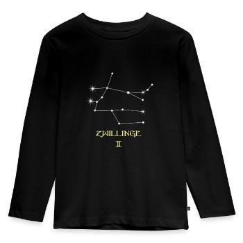Zwilling Sternzeichen - Kinder Premium Bio Langarmshirt - Schwarz - Vorne - AI Model Kid Male (0cm)
