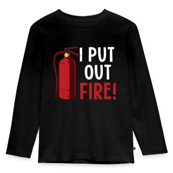 Firefighters fire extinguishers - Kids' Premium Longsleeve Shirt - black - Front - AI Model Kid Male (0cm)