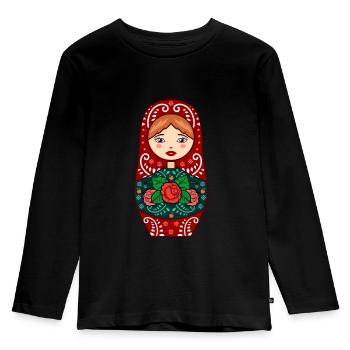 Red matryoshka dolls Russian nesting doll Matrosc - Kids' Premium Longsleeve Shirt - black - Front - AI Model Kid Male (0cm)