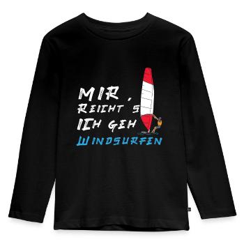 Windsurfen Windsurfer Mir reichts ich geh Windsurf - Kinder Premium Bio Langarmshirt - Schwarz - Vorne - AI Model Kid Male (0cm)