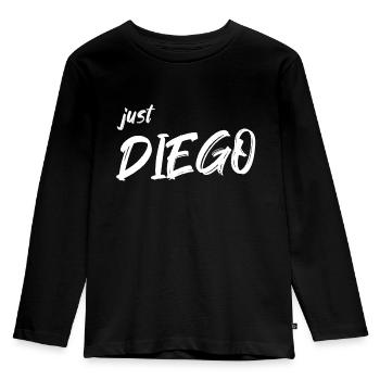 Diego Name - Kinder Premium Bio Langarmshirt - Schwarz - Vorne - AI Model Kid Male (0cm)