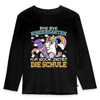Bye Bye Kindergarten Einschulung Schulanfang - Kinder Premium Bio Langarmshirt - Schwarz - Vorne - AI Model Kid Male (0cm)