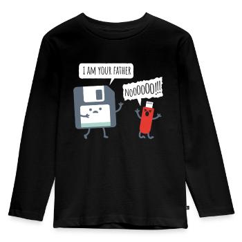 USB Floppy Disk - Nerd Geek Shirt - Kids' Premium Longsleeve Shirt - black - Front - AI Model Kid Male (0cm)