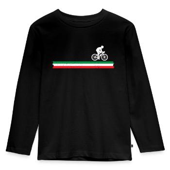 Italian Flag - Cyclist Shirt - Cycling Gift - Gift - Kids' Premium Longsleeve Shirt - black - Front - AI Model Kid Male (0cm)