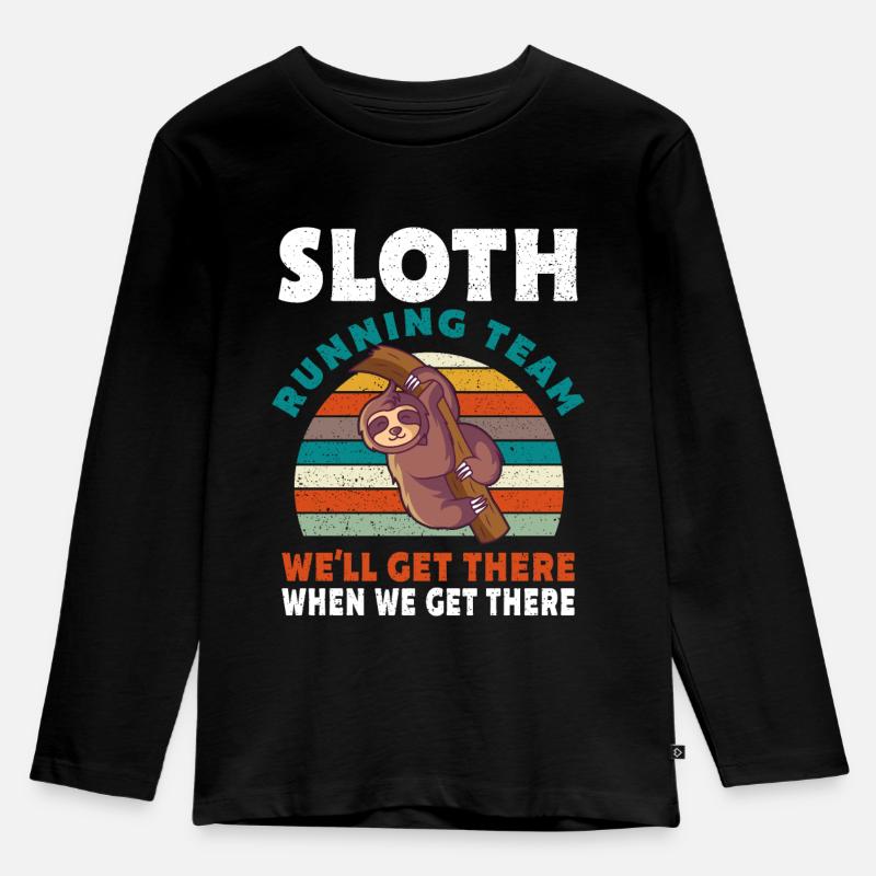 Sloth Running Team Geschenk - Kinder Premium Bio Langarmshirt - Schwarz