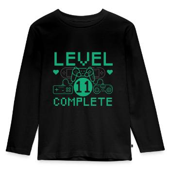 Level 11 Complete 11. Geburtstag Kinder Gaming - Kinder Premium Bio Langarmshirt - Schwarz - Vorne - AI Model Kid Male (0cm)