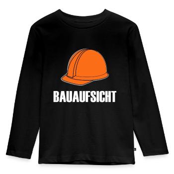 Bauaufsicht - Kinder Premium Bio Langarmshirt - Schwarz - Vorne - AI Model Kid Male (0cm)