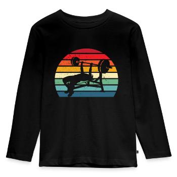 Benchpress Shirt - Bodybuilder Geschenk - Bodybuilder - Kinder Premium Bio Langarmshirt - Schwarz - Vorne - AI Model Kid Male (0cm)