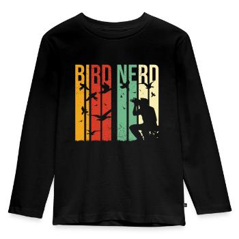 Bird Nerd Shirt - Birding Geschenk - Birdwatcher Shirt - Kinder Premium Bio Langarmshirt - Schwarz - Vorne - AI Model Kid Male (0cm)