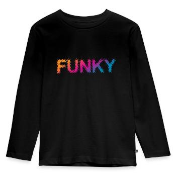 Funky Music - Kinder Premium Bio Langarmshirt - Schwarz - Vorne - AI Model Kid Male (0cm)