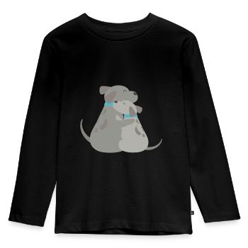 Dog hug - Kids' Premium Longsleeve Shirt - black - Front - AI Model Kid Male (0cm)