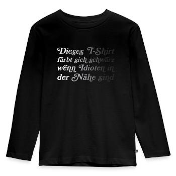 Dieses Shirt färbt sich schwarz wenn Idioten - Kinder Premium Bio Langarmshirt - Schwarz - Vorne - AI Model Kid Male (0cm)
