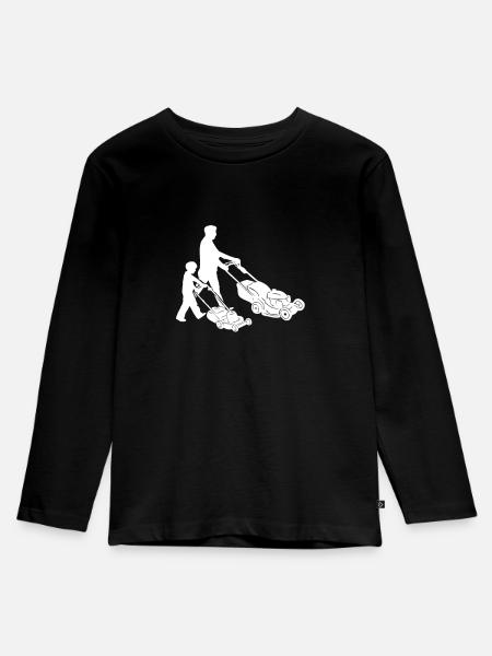 Rasenmäher Rasenmähen Vater Kinder Geschenkidee - Kinder Premium Bio Langarmshirt - Schwarz
