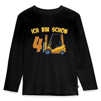 Gabelstapler Stapler zum 4. Geburtstag 4 Jahre - Kinder Premium Bio Langarmshirt - Schwarz - Vorne - AI Model Kid Male (0cm)