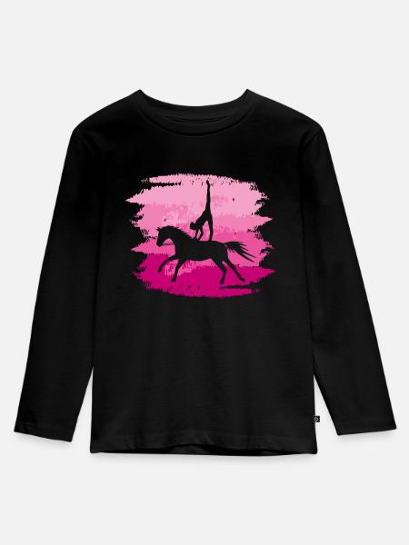 Volti Pferdesport Voltigieren - Kinder Premium Bio Langarmshirt - Schwarz