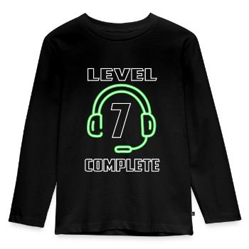 7e anniversaire 7 ans idée cadeau gamer gambler - T-shirt manches longues Premium Enfant - noir - Devant - AI Model Kid Male (0cm)